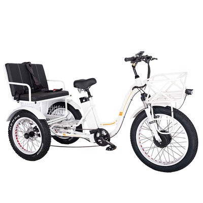 750W ruote anteriori rickshaw elettrico trike con batteria al litio 21AH e 7 marce di velocità