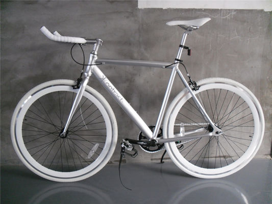 Lasco Crank Set Colore argento Single Speed Bullbar Aluminico Leggio Cornice Vintage Fixie Fixed Gear Bicicleta