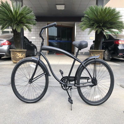 Pedal ordinario colore nero single velocità 26 pollici Custom Mens Beach Cruiser Bike per adulti Peso lordo 17kg