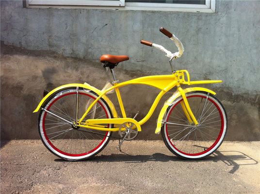 26 pollici Bianco Wall Custom Uomo Beach Cruiser Bike con logo e pedale di plastica 15KG