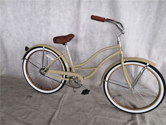 26 pollici Bianco Colore Single Speed Vintage Beach Cruiser Bike femminile per Cavalcare Casual