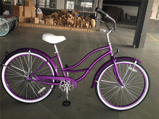 26 pollici Bianco Colore Single Speed Vintage Beach Cruiser Bike femminile per Cavalcare Casual