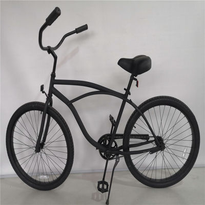 26 Steel Matte Black Monoposto a velocità singola per uomini Brake Beach Cruiser Bike con portabagagli posteriore
