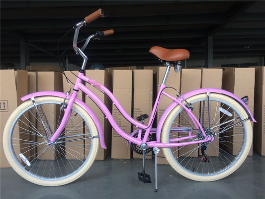 26 pollici donna passo attraverso 7 velocità Beach Cruiser Bike con grande e comodo sedile