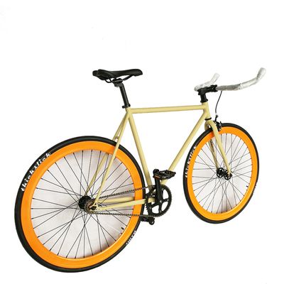 Bici a scatto fisso con pista singola a velocità singola con cerchio in alluminio a doppia parete 700C Hi-Ten con telaio in acciaio