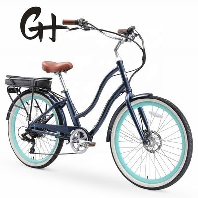 26" 48V 500W 14AH Batteria al litio Cornice in alluminio CE Shimano 7 Speed Electric Beach Cruiser Bike