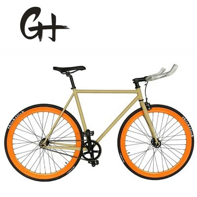 Bici a scatto fisso con pista singola a velocità singola con cerchio in alluminio a doppia parete 700C Hi-Ten con telaio in acciaio