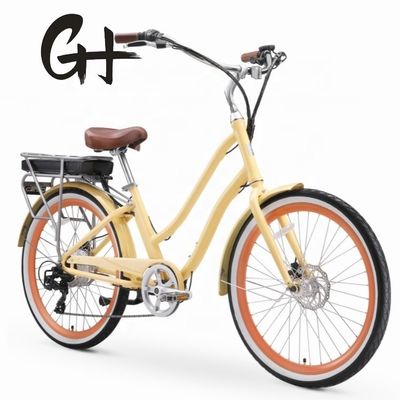 26" 48V 500W 14AH Batteria al litio Cornice in alluminio CE Shimano 7 Speed Electric Beach Cruiser Bike