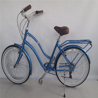 Cornice in lega di alluminio da 26 pollici 7 velocità Vintage Beach Cruiser Bike con portabagagli posteriore