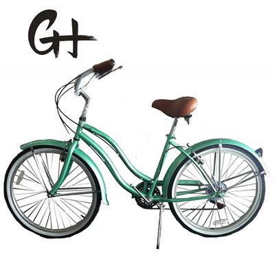 17kg 26&quot; Pneumatici bianchi Donna Adulto 7 velocità Shimano Lady City CE USA Hi-Ten Cornice in acciaio CPSC Beach Cruiser Bicicletta