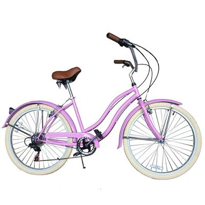 USA Made 26&quot; 7 Speed Shimano Hi-Ten Steel Frame Beach Cruiser Bike per donne e ragazze