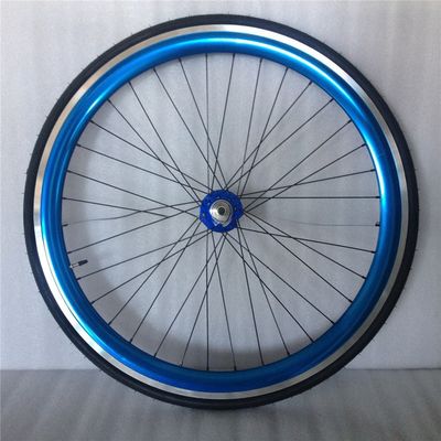 Anodizzato 43mm Blu Flip Flop Fixed Gear Road Bike Wheel Set con Spoke colorati