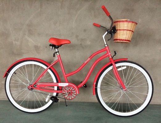 26&quot; Women's Step Thru Beach Cruiser Bike con ingranaggi a velocità singola e cerchi in alluminio