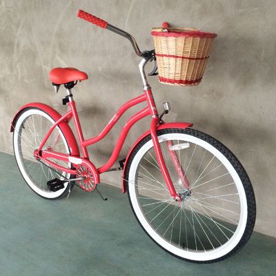 26&quot; Women's Step Thru Beach Cruiser Bike con ingranaggi a velocità singola e cerchi in alluminio