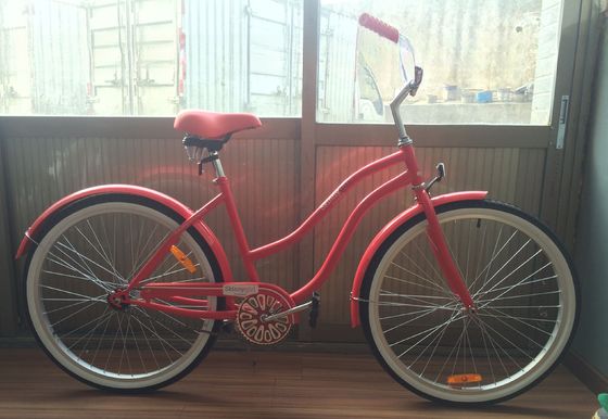 26&quot; Women's Step Thru Beach Cruiser Bike con ingranaggi a velocità singola e cerchi in alluminio
