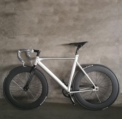 700C CE Peso leggero Aluminio 7075 Cornice Forchetta in fibra di carbonio Single Speed Fixed Gear Bike