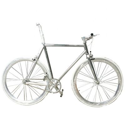 OEM 700C Sliver Paint Fixed Gear Bicicleta con cerchiera cromata anodizzata CR-MO JIS Standard