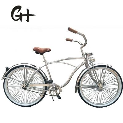 17kg 26inch 68Spokes Rim Sliver colore CP telaio Vernice cromata a velocità singola OEM/ODM uomini bicicletta da crociera spiaggia