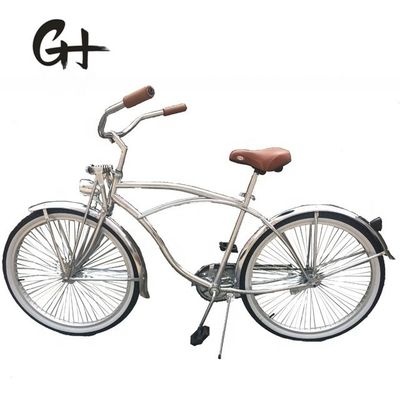 17kg 26inch 68Spokes Rim Sliver colore CP telaio Vernice cromata a velocità singola OEM/ODM uomini bicicletta da crociera spiaggia