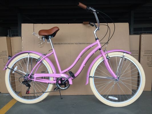 44T Crankset 26*2.125&quot; Colore pneumatico OEM ODM Shimano 7 velocità Lady Girl Beach Cruiser Bike