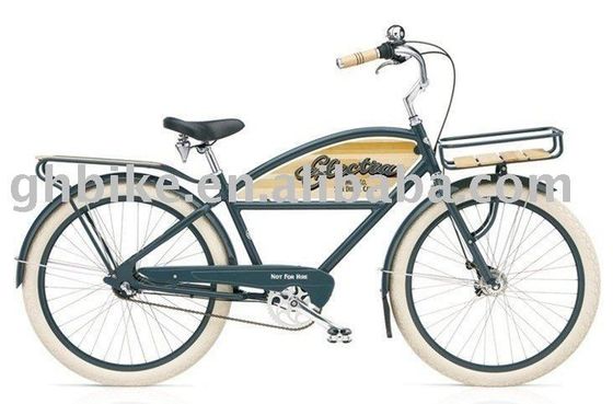 Bicicletta da 26 pollici da beach cruiser da uomo con cestino e portabiciclette CE certificata Nexus 3 velocità