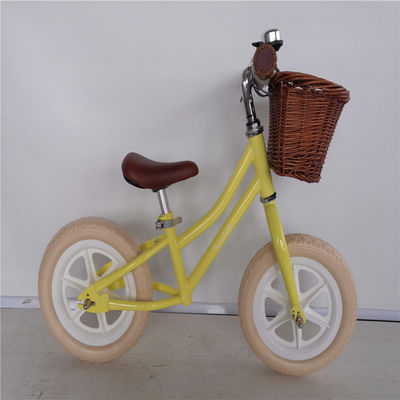12 pollici pneumatici di schiuma per bambini Balance Bike Giallo Colore Capacità di carico 70kg Cesto di vimini anteriore