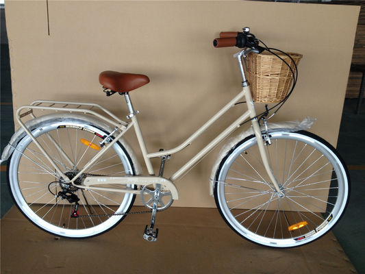 Vintage Lady Bike con Basket Colore Rosso Low Step Through Hybrid 5 velocità Comfort Cruiser