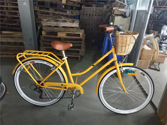 Bicicletta ibrida vintage da 7 marce da donna con telaio in lega di alluminio da 26 pollici e capacità di carico 160 kg