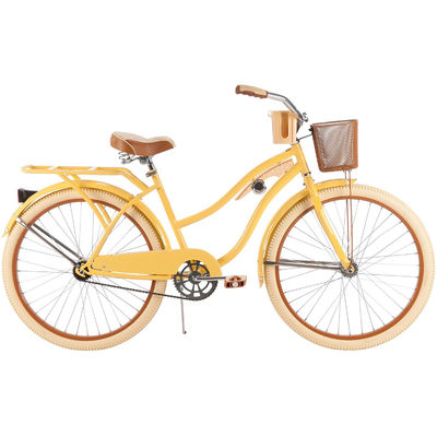 Pedal ordinario da 26 pollici bici da crociera femminile con cerchiera in alluminio e colore giallo-banana