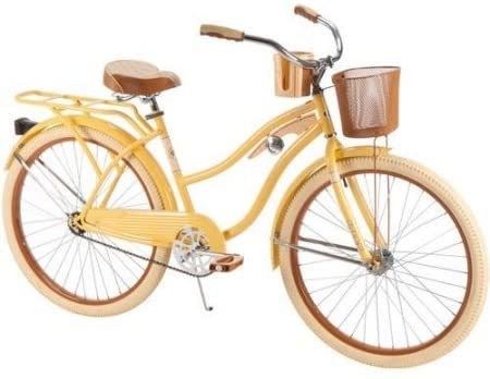 Pedal ordinario da 26 pollici bici da crociera femminile con cerchiera in alluminio e colore giallo-banana
