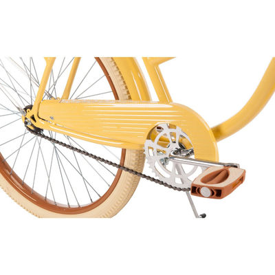 Pedal ordinario da 26 pollici bici da crociera femminile con cerchiera in alluminio e colore giallo-banana