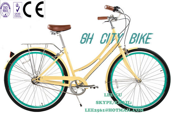 1.8m Lunghezza CE Europa OEM Logo Hi-Ten Steel Frame Single Speed City Bikes per donne 26 pollici