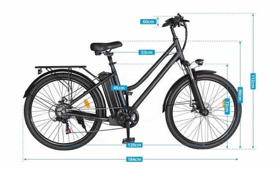 26&quot; 48V 500W 40KM/H 10.4AH Batteria al litio Femmine Cornice in alluminio 7Speeds OEM Customized Step Thru Electric City Bike