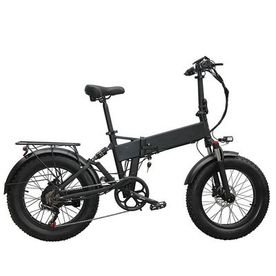 20&quot; Full Suspension Snow 500W 14AH 4.0 Fat Tire Electric Battery Hidden Folding Bike