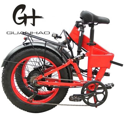 20&quot; Full Suspension Snow 500W 14AH 4.0 Fat Tire Electric Battery Hidden Folding Bike