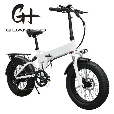 20&quot; Full Suspension Snow 500W 14AH 4.0 Fat Tire Electric Battery Hidden Folding Bike
