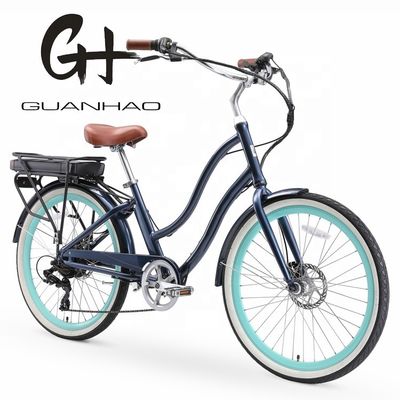 26&quot; 500W OEM personalizzare CE 48V 14AG batteria al litio 7 velocità PAS passo attraverso donne Lady Girl Beach Cruiser bicicletta elettrica