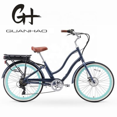 26&quot; 500W OEM personalizzare CE 48V 14AG batteria al litio 7 velocità PAS passo attraverso donne Lady Girl Beach Cruiser bicicletta elettrica