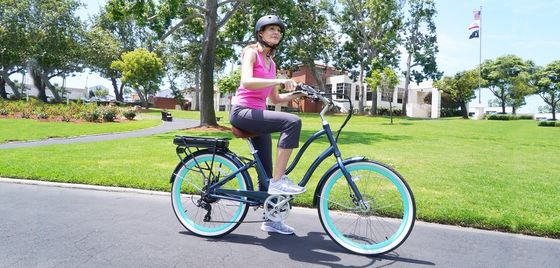 26&quot; 500W OEM personalizzare CE 48V 14AG batteria al litio 7 velocità PAS passo attraverso donne Lady Girl Beach Cruiser bicicletta elettrica
