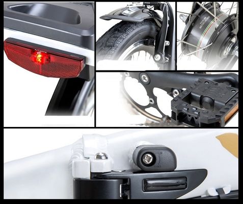 Bicicletta pieghevole mini elettrica da 20 pollici certificata CE con 7 marce e batteria da 10,5 AH