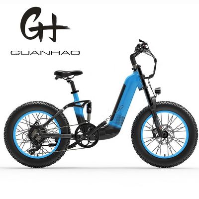 Telaio a sospensione completa da 1000 W 14 Ah 20 &quot;x4.0 Fat Tire Big Flat Snow Tire Freno a disco Ebike
