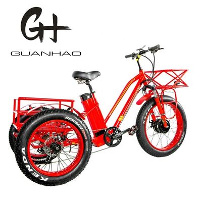48V 750W motore anteriore 24 &quot;Triciclo elettrico per adulti con batteria al litio da 17AH e pneumatici da neve grassi
