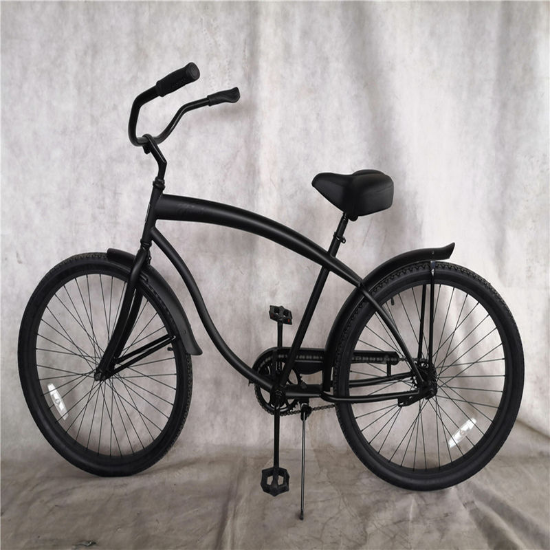 Pedal ordinario colore nero single velocità 26 pollici Custom Mens Beach Cruiser Bike per adulti Peso lordo 17kg