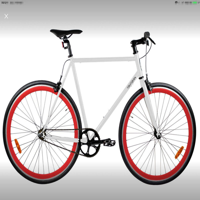 58 cm 60 cm telaio bianco bordo rosso 700c bici fissa a velocità singola con doppio freno a V