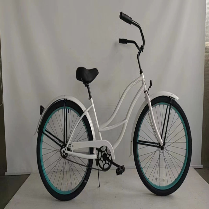 26 pollici Bianco Colore Single Speed Vintage Beach Cruiser Bike femminile per Cavalcare Casual