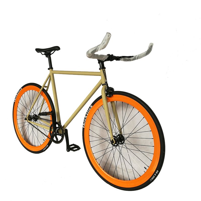 Bici a scatto fisso con pista singola a velocità singola con cerchio in alluminio a doppia parete 700C Hi-Ten con telaio in acciaio