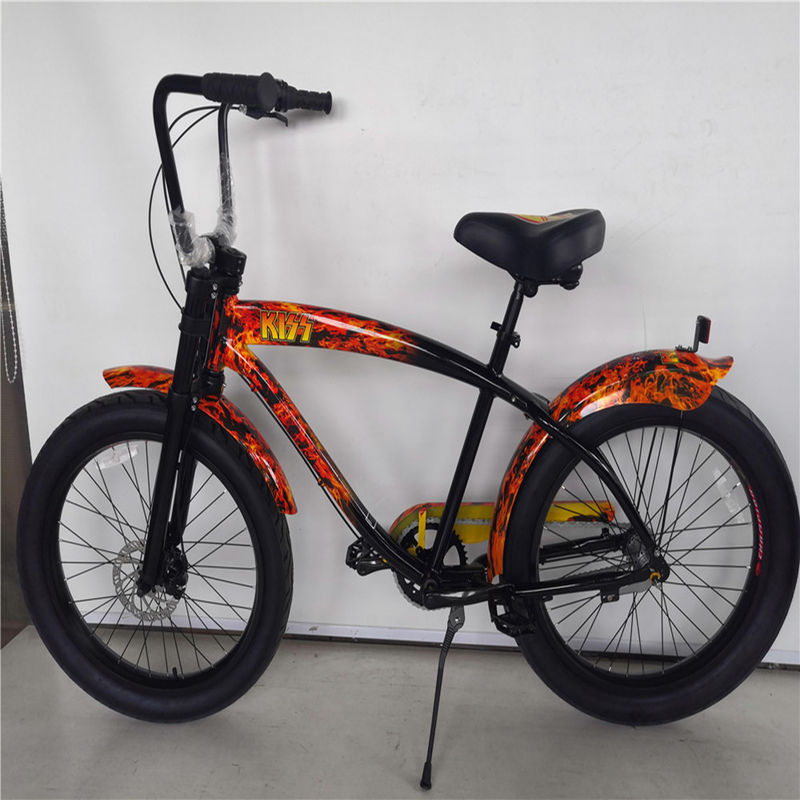 Adulto 3 velocità 24 pollici 3,0 pollici gomma grassa Beach Cruiser Bike con doppia parete di alluminio bordo