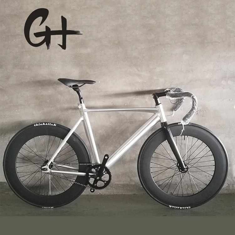 700C CE Peso leggero Aluminio 7075 Cornice Forchetta in fibra di carbonio Single Speed Fixed Gear Bike