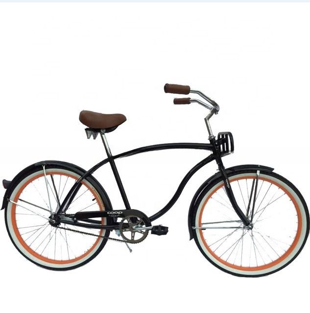 26 pollici Single Speed Adult Beach Cruiser Bike con vassoio in metallo Comodo vassoio anteriore