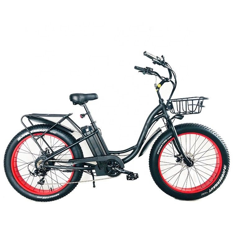 26&quot; 750W 48V 20MPH OEM 21AH UL2849 Donna adulta Lady Beach Cruiser Electric Big 4.0 Fat Snow Tire Bicicletta